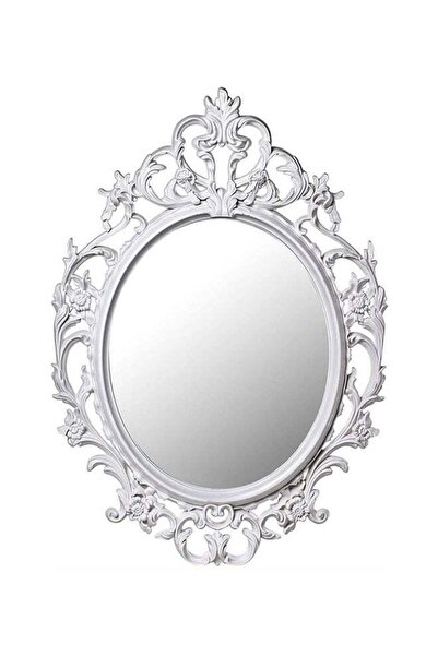 Generic Oval Shape Decorative Wall Hanging Mirror White 36x52x4cm