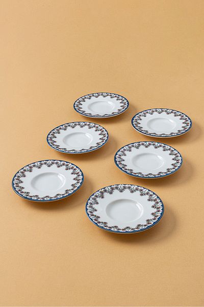 RUBİ PORSELEN Porcelain Patterned Tea Plate Set of 6