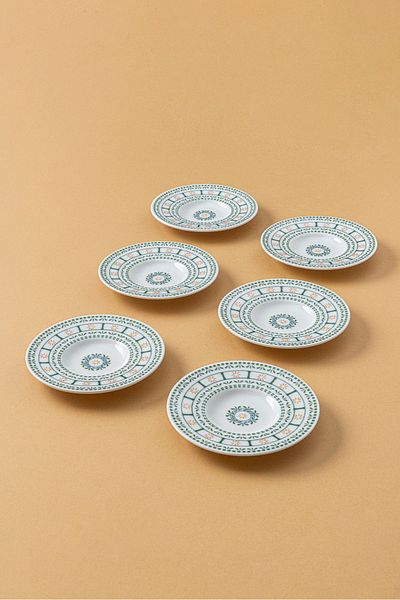 RUBİ PORSELEN Porcelain Patterned Tea Plate Set of 6