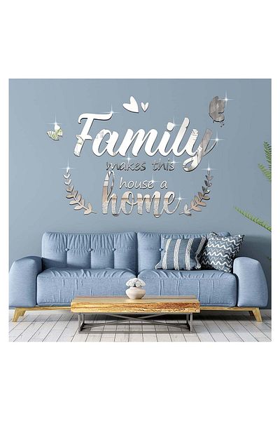 Generic SYOSI 3D Acrylic Mirror Decal Wall Decor Stickers Family Letter Quotes Wall Stickers Removable DIY