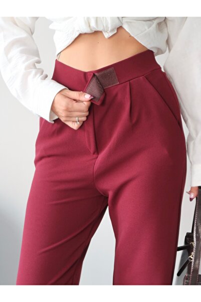 Paw Garage Women's Valeria Waist Velcro Palazzo Pants, Crepe Fabric, 4 Seasons