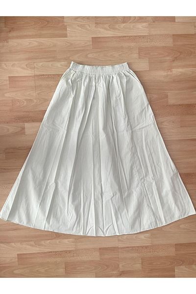 Betimoda Poplin Elastic Waist Pocket Long Skirt