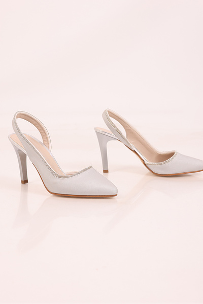 SHOESSHOPS Şerit Taş Detaylı Arkası Açık Kadın Stiletto Abiye Topuklu Ayakkabı