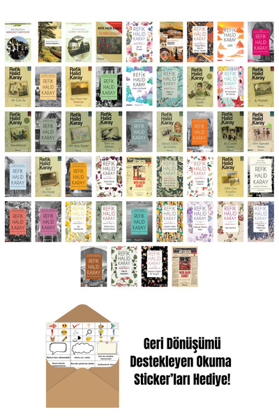 İnkılap Kitabevi مجموعة ريفيك هاليد كاراي مكونة من 49 كتابًا + ملصقات للقراءة