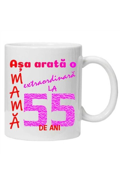 CRD PRINT Cana inscriptionata cu textul 'Asa arata o mama extraordinara', 55, alba, 330ml, CRD PRINT
