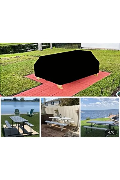 Büyük piknik masası brandasi su geçirmez siyah renk 193x157x80 cm ölçülerinde