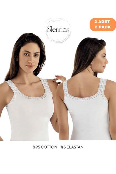 Şahinler Women'S, Thick Strap, 95% Cotton 5% Elastane 2-Piece Undershirt