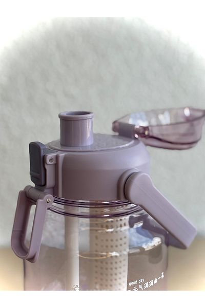 ALİA HOME Water Bottle with Purple Straw and Fruit Infuser – 1000 ml Bpa-Free Plastic Water Bottle