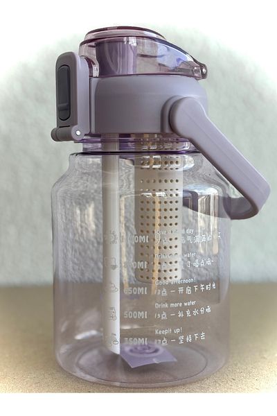 ALİA HOME Water Bottle with Purple Straw and Fruit Infuser – 1000 ml Bpa-Free Plastic Water Bottle