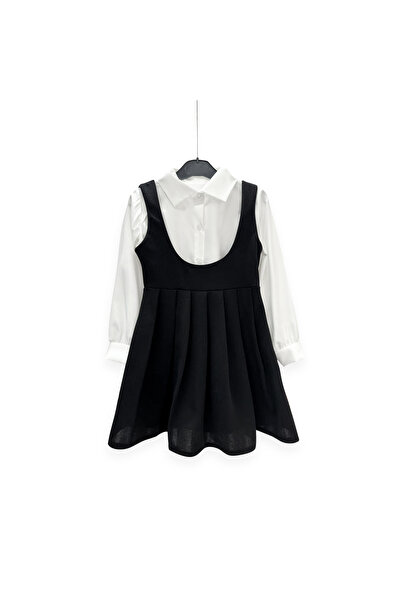 SETTY KOOP Girls’ Back to School Outfit – 2-Piece White Shirt & Black Pinafore Dress Set