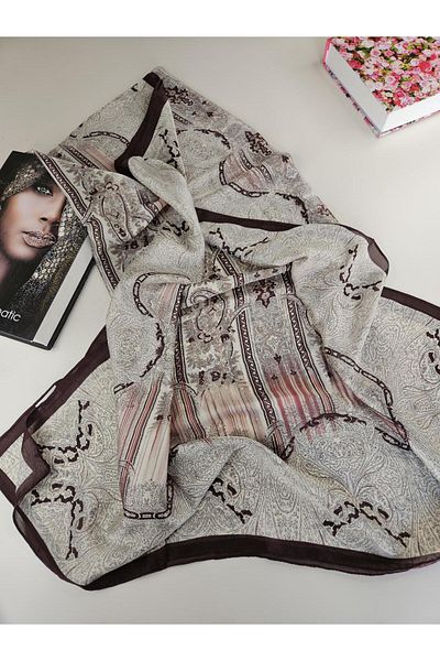 Webinay Home Voile Silk Shawl Ethnic Pattern Silk Scarfs Hijab Silk Shawl