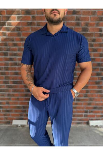 Combineman35 Ανδρικό μπλουζάκι με κάθετες ρίγες με λαιμόκοψη πόλο