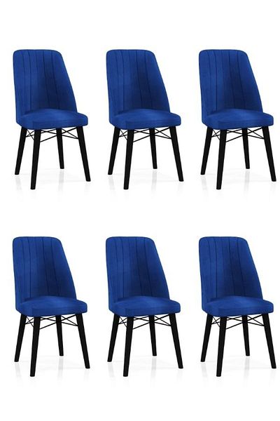 Desire Babyface Berlin Chair Set, 6 pcs Package, dining, kitchen, wooden legs Black