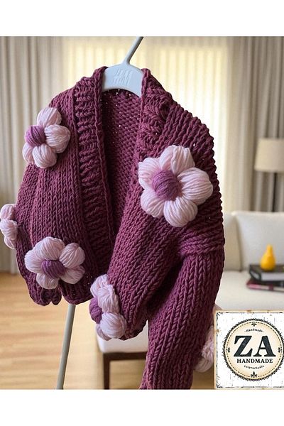 ZAHandmade Daisy Hand-Knitted Cardigan Model