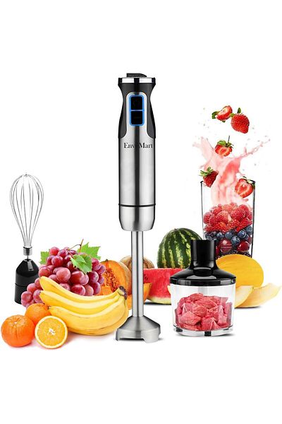 Shopi EnvoMart 800W 4-in-1 Hand Blender Set - 2-Speed Stick Mixer with Titanium Plated Stainless Steel Bla