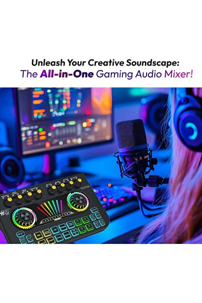 Generic Gaming Audio Mixer Sound Board - Professional RGB PC Soundboard with Live Sound Card Voice Changer X
