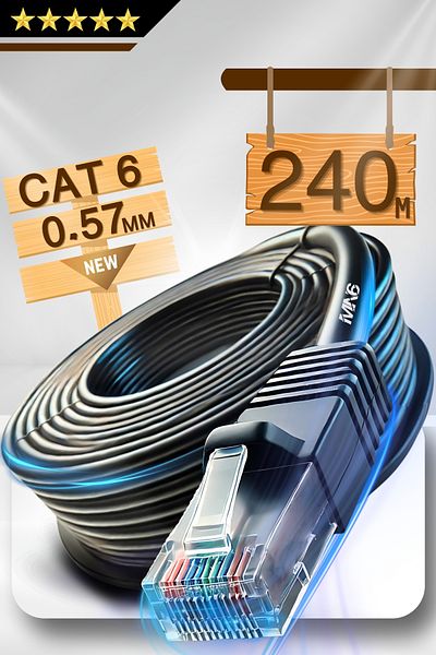 MN6 M107X 240 Meters Internet Cable/Utp 0.57mm Cat6 Two Layers Shielded/Indoor Outdoor/240M Ethernet Cable