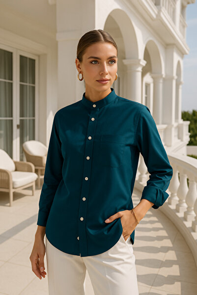 Rich Γυναικείο πουκάμισο με γιακά Trend - Πουκάμισο με λεπτομέρεια τσέπης με γιακά