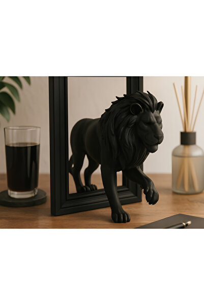 Pixelart3D Tablodan Çıkan Siyah Aslan Figürü Özel Tasarım Figür Dekor Dekorasyon