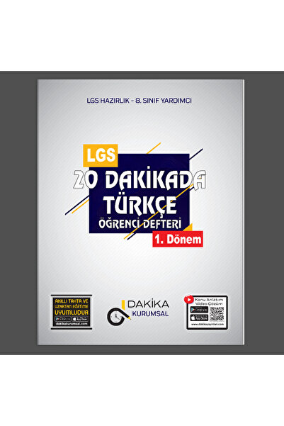 Dakika Yayınları 20 DAKİKADA LGS 8.SINIF TÜRKÇE ÖĞRENCİ DEFTERİ 1. DÖNEM