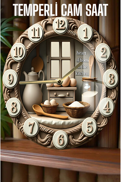 kutuTR Şıklık ve Dayanıklılığı Bir Arada Sunan 3D Görünümlü Temperli Cam Saat – 33 cm CSDW145