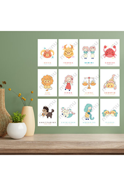 millonu Αφίσα ζώδιο των 12, μέγεθος A6, Πίνακας ζωδίων, Αφίσα ζωδίων