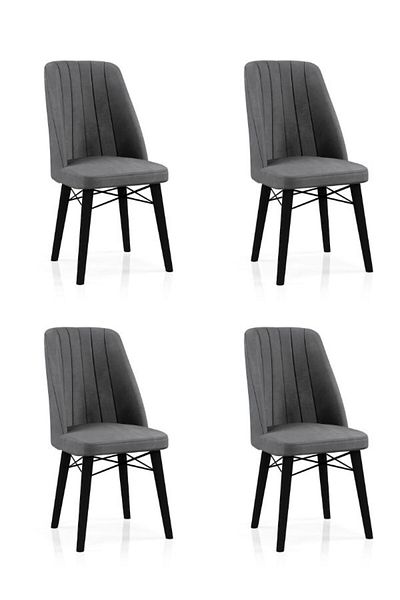 Desire Babyface Berlin Chair Set, 4 pcs Package, dining, kitchen, wooden legs Black