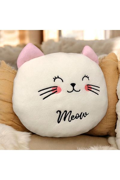 Wolawood Meow Plush Kitten Pillow, Soft and Decorative Sleeping Companion, Soft Gift
