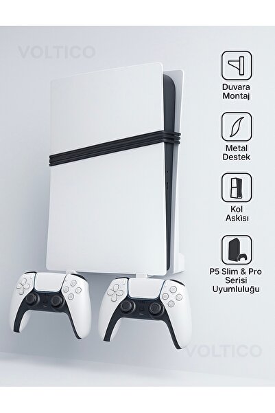 Voltico PS5 Süspansiyon Braketi – Slim/Pro Duvara Montaj Metal Askı ve Kol Tu...