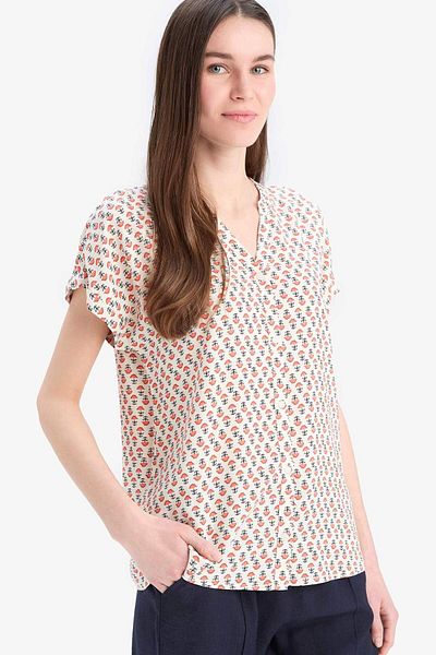 DeFacto Regular Fit Apache Collar Print Short Sleeve Shirt I6173Az25Sm