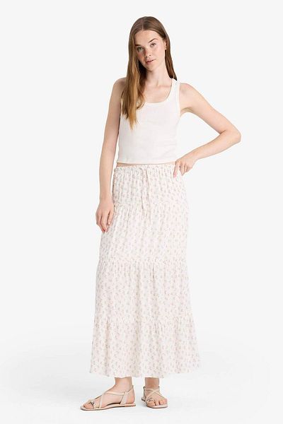 DeFacto Floral High Waist Cotton Lined Maxi Skirt F9460Ax25Hs