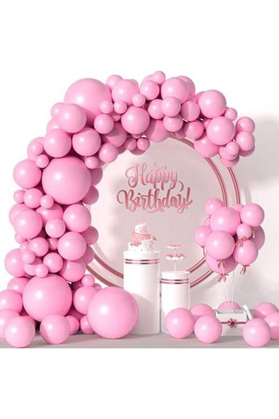 Contento De Semrik Pink Balloon Set - 114 Pieces in Multiple Sizes for Party Decorations