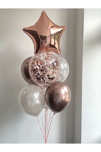 Ezgi Party Store Rosegold Star Balloon Set
