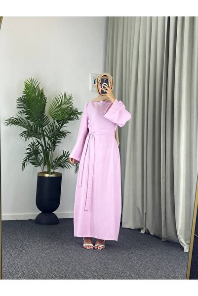 Esre Store 4536 - Kemerli Tesettür Elbise Pembe