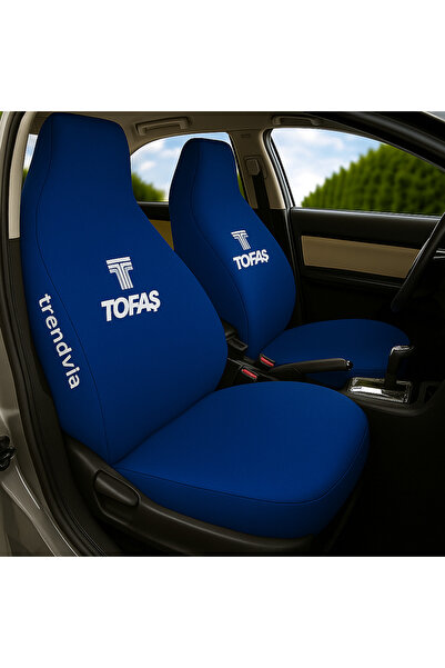 trivexa Tofaş Logo Combed Cotton Front and Rear Seat Cover Set - Auto Service...