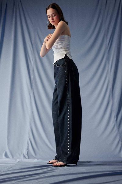 DeFacto Baggy Fit High Waist Long Jean Washed Trousers F7689Ax25Au