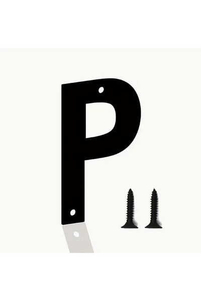 zafrakreklam Wall - Door - Letter Outdoor Size 20 cm - Cnc Cut Letter Black P Letter