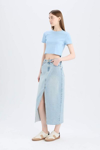 DeFacto Long Fit Midi Jean Skirt E1300Ax25Sp