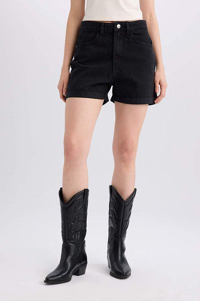 DeFacto Mom Fit High Waist Folded Leg Jean Shorts E0519Ax25Sm