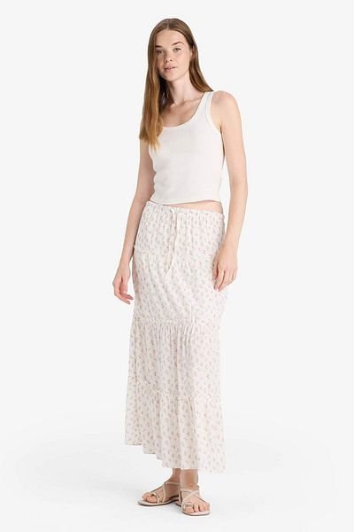 DeFacto Floral High Waist Cotton Lined Maxi Skirt F9460Ax25Hs
