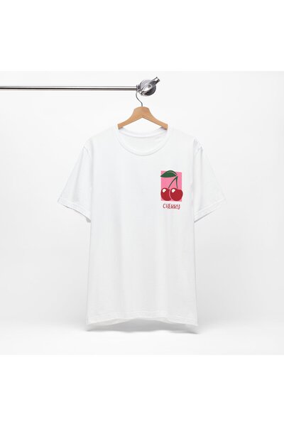 Tubinyoo تي شيرت كبير الحجم للجنسين منقوش بالكرز الصغير