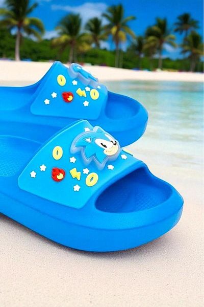 MARKABONİ Boy's Non-Slip Sole Sonic Figured Lighted Beach Pool Slippers