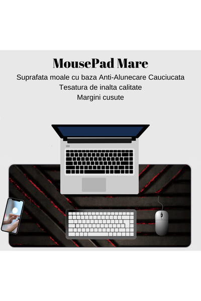 VisionHub Mousepad mare, suprafață moale, bază antiderapantă din cauciuc, impermeabil pentru protecția biroului, 800x300x4mm