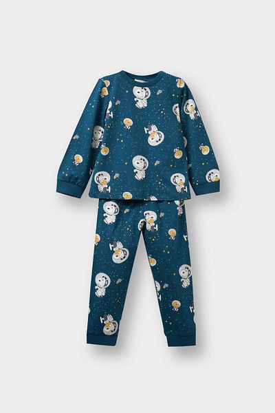 DeFacto Baby Boy Snoopy Pajamas Set Long Sleeve Combed Cotton Top Long Bottom F3580A525Au