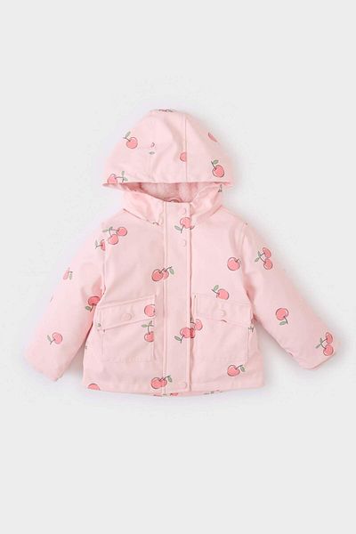 DeFacto Baby Girl Windproof Water Repellent Hooded Patterned Coat E7994A525Au