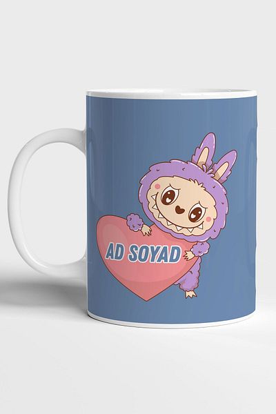 GRN TASARIM Labubu Pink Heart Detailed Personalizable Printed Mug