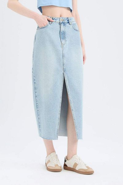 DeFacto Long Fit Midi Jean Skirt E1300Ax25Sp