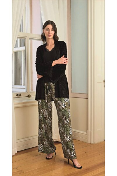 NightLove Monamise Ethnic Patterned Lace 3-Piece Pajamas Set 24148