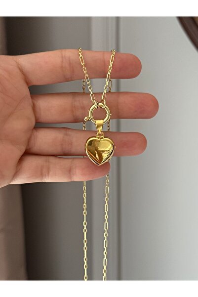 emy by emel luxury silver jewelry Altın Kaplama Açılabilir Kalp Kapaklı Gemic...