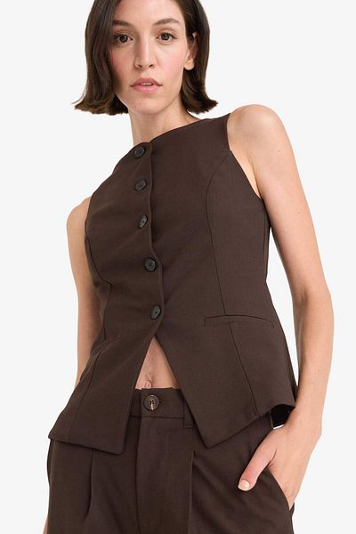 DeFacto Fitted Crew Neck Buttoned Vest F8180Ax25Au